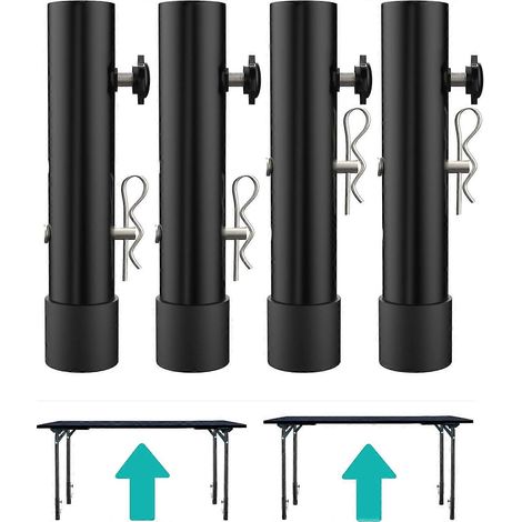 Rallonge de pied de table pliable, adaptée aux pieds droits et courbés, rallonge de pied de table pliable robuste, rehausseur réglable en hauteur sur deux niveaux, idéal pour rehausser la table. (1/5)