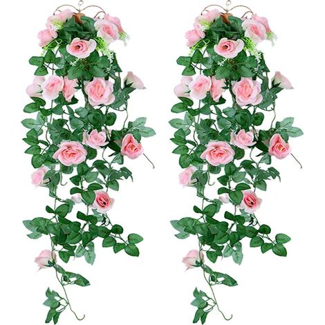 Plantes suspendues artificielles - Roses artificielles en soie suspendues-AquaForge (1/5)