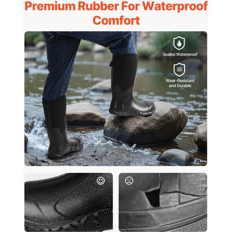 Bottes en caoutchouc homme bout acier, chaussures sécurité imperméables, bottes pluie pêche antiglisse légères résistantes, extérieur chantier ferme usine, taille 12 US (1/5)