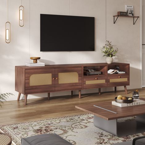 TV-Möbel 200 x 37 x 49,5 cm, 2 Türen aus Rattan, 2 Schubladen, braun OKMYHOME (1/5)