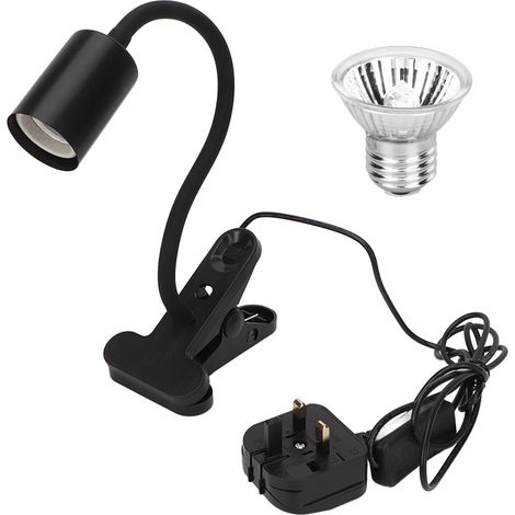 Lampe chauffante professionnelle à pince pour reptiles, réglable, UVA/UVB, douille longue, prise 220 V, noire (1/5)