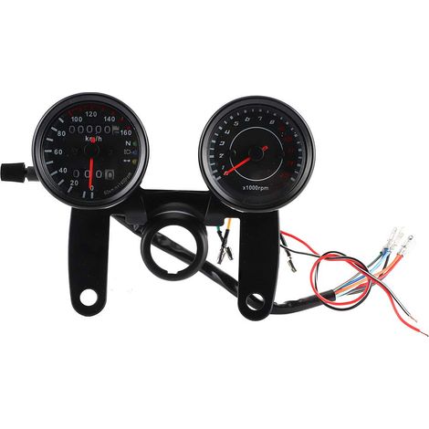 Compteur de Vitesse de Moto, Compteur de Vitesse pour Tachymètre de Moto en Acier Inoxydable avec Boîte de Jonction pour Moto (1/5)
