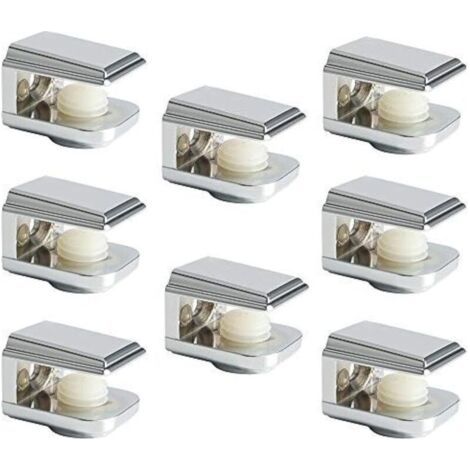 BUNTHAUS Lntyq Support Étagère Verre Support d'Étagère Réglable et Adaptable d'Épaisseur de 5-8MM pour Salle de Bain, Fixation Murale à Vis, Finition Chrome Poli en Alliage de Zinc, 8 Pcs