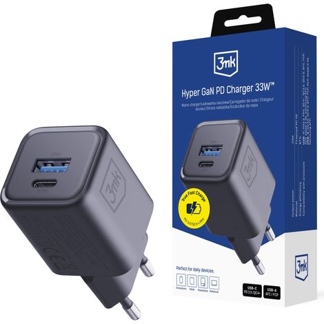 Accesorios - Cargador 3mk Hyper Charger PD 33W GaN QC4+ PPS AFC FCP SCP 1A1C Negro