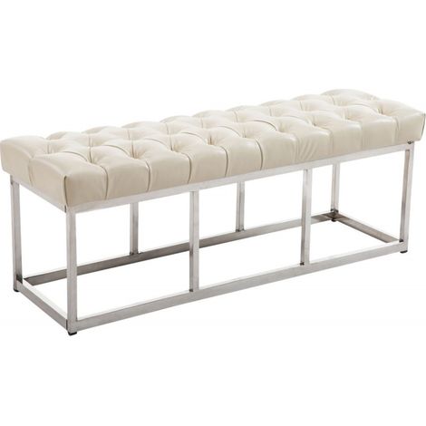 Sitzbank Amun Kunstleder Edelstahl creme 120 cm (1/5)