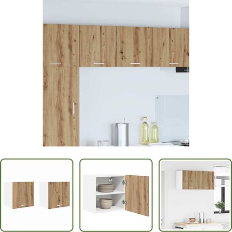 Küchenregal - Hängeschrank 2 pcs Artisan-Eiche und Weiß 40 x 31 x 40 cm (1/5)