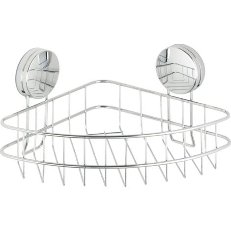 WENKO Etagère d'angle salle de bain Osimo, rangement douche angle fixation sans perçage "Static Loc Plus", Acier, 26,5x13,5x19 cm, chromé (1/5)