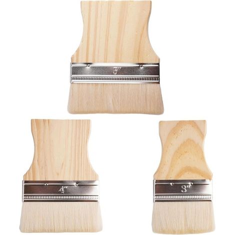 Pinceaux de peinture plats 3 pièces – Pinceaux larges de 3 tailles avec manches en bois – Pinceaux jumbo pour peinture coloriage bricolage et loisirs créatifs (1/5)
