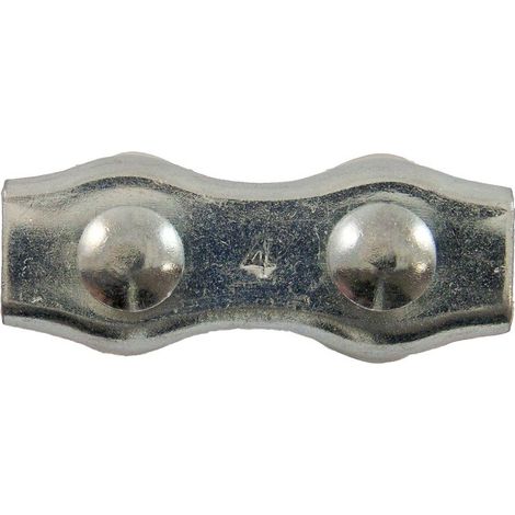 Serre-câbles plats à 2 boulons acier zingué blanc diamètre câble 6 mm en boîte de 5 - PRAMAC (1/4)