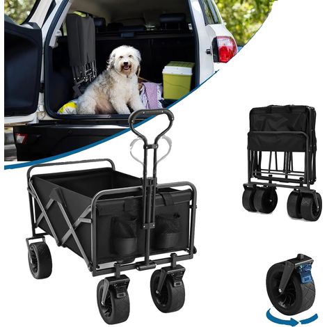 Carrello da giardino, capacità 100 litri, ruote per tutti i terreni, nero (1/2)