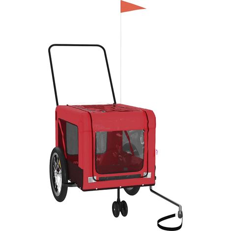 Remorque de vélo pour animaux de compagnie rouge et noir (1/5)