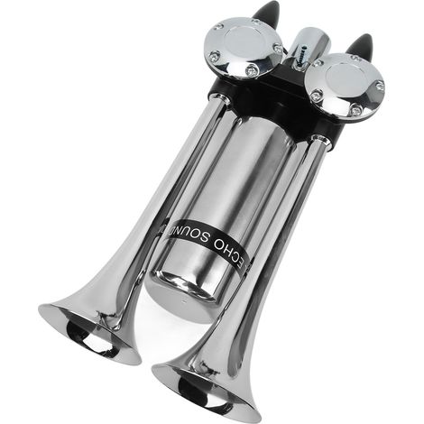Klaxon 300DB 12V/24V Double Trompe en Alliage de Zinc Chromé pour Camion, SUV, Train, Bateau, Moto (1/5)