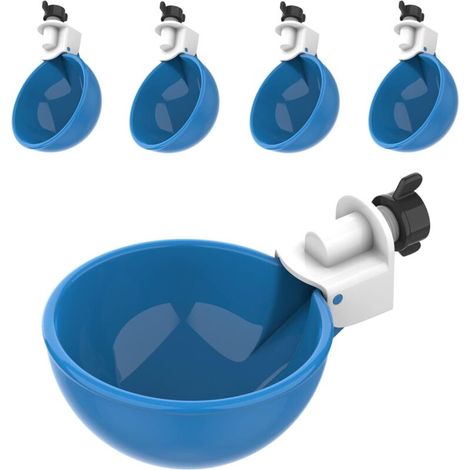 Grand abreuvoir automatique pour poulets - Convient aux poussins, canards, oies, dindes et lapins - (Bleu, lot de 5) (1/5)