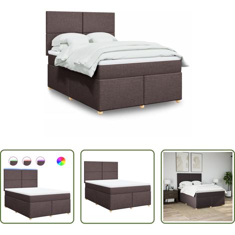 vidaXL Surmatelas -  Sommier à lattes de lit avec matelas Marron foncé 160x200 cm (1/5)