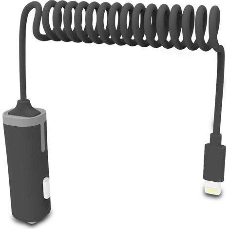 Muvit Autoladegerät lightning mfi 2.4a curly Kabel 1.8m schwarz