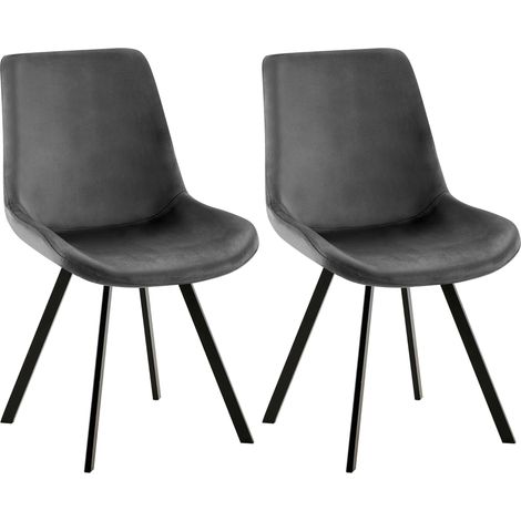 Juego de 2 sillas de comedor giratorias 360 grados en terciopelo gris oscuro con estructura de metal negro 100007735 (1/4)