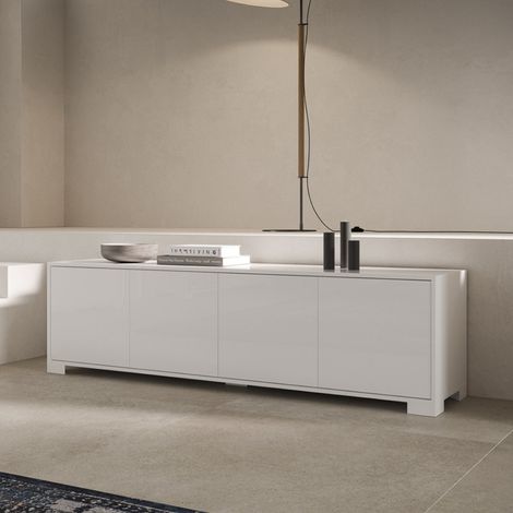 Porta TV in legno con 4 ante 172x40 cm KYLA Bianco Lucido (1/3)