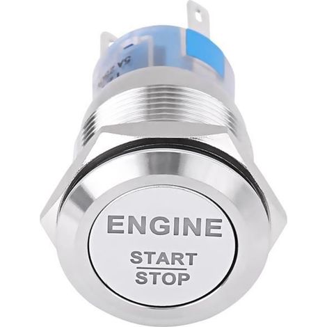 VGEBY Bouton du moteur Acier inoxydable argenté de commutateur de bouton poussoir d\'arrêt de démarrage de moteur de voiture de (1/4)