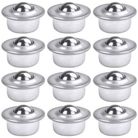 12 PCS Roulettes de Transfert avec Roulement à Billes Universels en Acier au Carbone Galvanisé Unité Roulettes à Billes Montées Charge Lourde pour Emballage Transmission Industrie