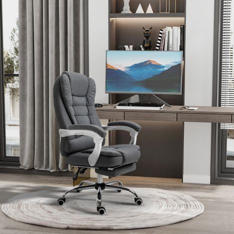 Chaise de bureau ergonomique, repose-pieds rabattable, hauteur et inclinaison réglables - Métal gris (1/5)