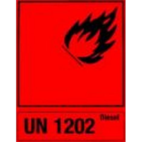 Sticker Merci Pericolose Per Lamiera D'Acciaio Lattine Di Benzina, Denominazione: Un 1203 Essence