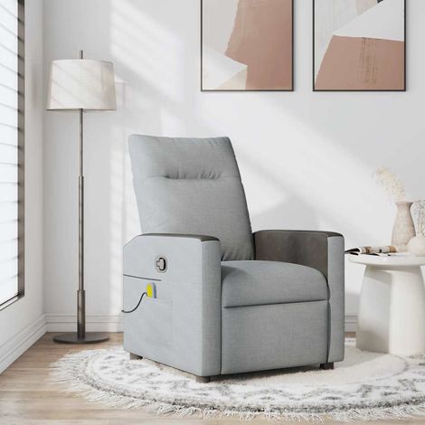 Fauteuil de massage inclinable-Chaise de relaxation-Fauteuil Relax Gris clair Tissu 877294 (1/5)
