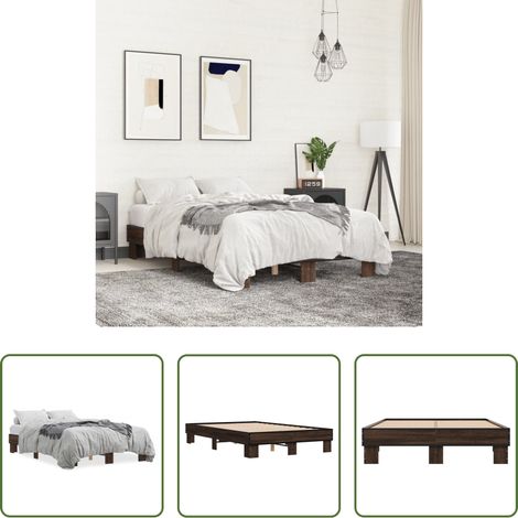 Cadre de lit - Cadre de lit sans matelas chêne marron 140x190 cm (1/5)
