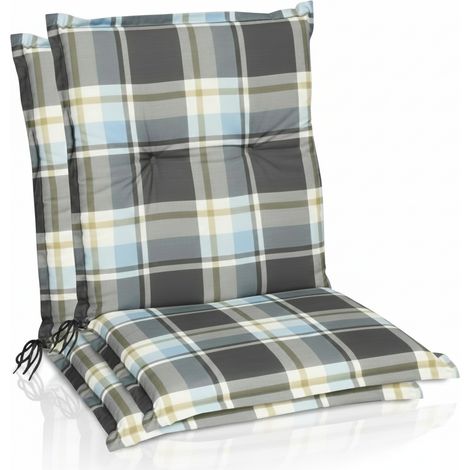 Set de 2 coussins à dossier bas Sunny BK 100x50 cm en bleu à carreaux