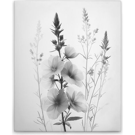 Leinwandbild Blumen Vintage SW M1-No.51793 - Kunstdruck auf Leinwand in Schwarz Grau - Wandbild 40 x 50 cm (1/5)