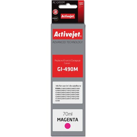 Cartouche d'encre Activejet AC-G490M (remplace Canon GI-490M Supreme 70 ml 7000 pages magenta) (1/2)