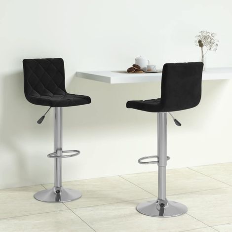 Lot de 2 Tabourets de bar Tabourets Haut - Fauteuils de bar Noir Velours BV105783 - BonneVie (1/5)