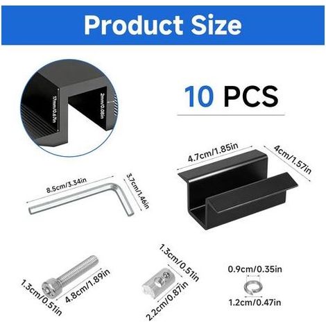10 Pinces Centrales Solaires, Aluminium, Pour Panneaux 30-45mm, Supports Réglables, Toits Plats Ou Métalliques (1/5)