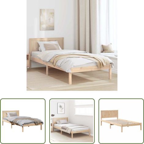 Cadre de lit bois pin - Cadre de lit Marron 75 x 190 cm Bois de pin massif (1/5)