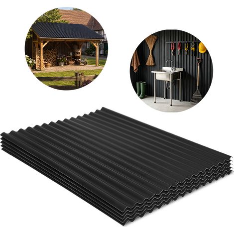 Jiubiaz Lot de 5 plaques ondulées ASA gris anthracite 117 x 93 cm, 1,5 mm, résistantes UV, acides, alcalis et sels, pour toiture extérieure (1/5)