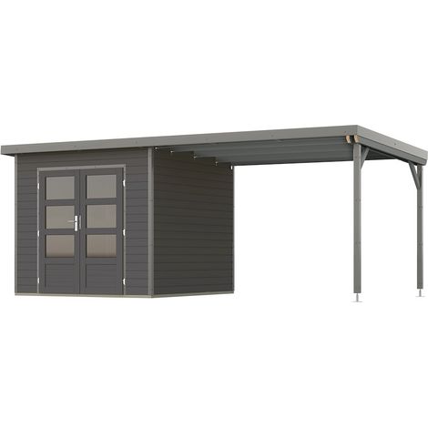 GH Pluto 3 B tgrau 244x244x230 m.Anbau 300cm graualuminium