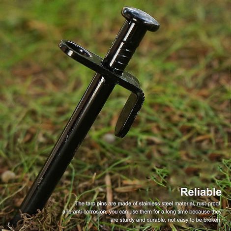Lot de 4 piquets de tente pour abri de jardin, embout pointu, trou rond, 30 cm. Accessoires de fixation pour bâche et abri de jardin. (1/5)