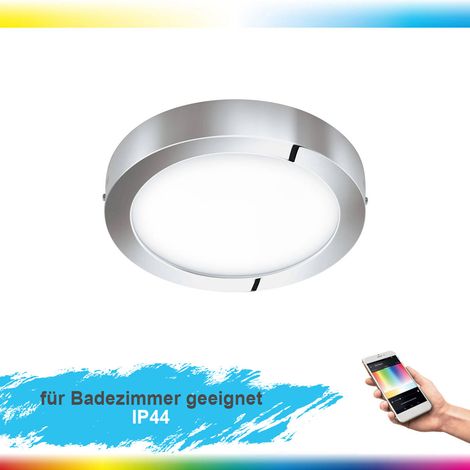 Plafonnier panneau LED EGLO 33667 Crosslink FUEVA-C chromé H : 4 cm Ø : 30 cm dimmable IP442700-6500K avec fonction Connect (1/5)