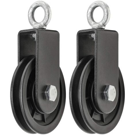 2 poulies 90 mm – rotation 360° – bricolage/levage/gym – système poulie (1/5)