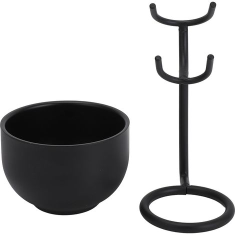 Support pour Brosse et Pot Rasoir Homme - Support Brosse à Raser avec Bol en Métal (Lot 2 pièces) (1/5)