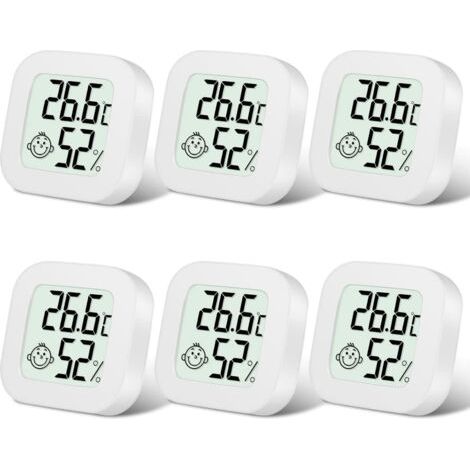 Thermomètre Hygrometre Intérieur, 6PCS Mini Thermomètre Hygromètre Intérieur Digital à Haute Précision, Moniteur de Température Humidimètre Indicateur du Niveau Confort pour Maison, Bureau (1/5)