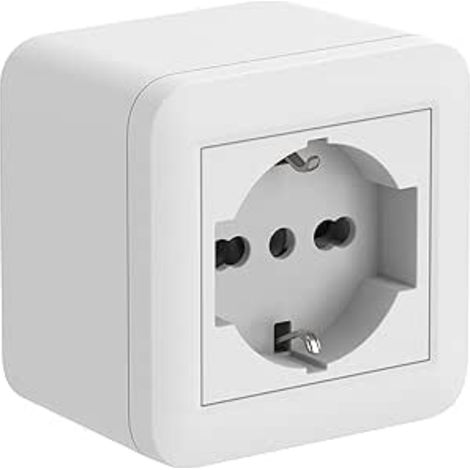 Contenitore da superficie FIXA con presa P40 (Schuko+10/16A), Bianco, IP40, compatibile per installazione con tubo rigido e canalina