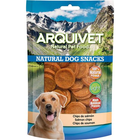 ARQUIVET Chips di salmone per cani - 350 gr - Snack 100% naturali per cani - prelibatezze per cani - Prodotto leggero - Molto ricco di sostanze nutritive (1/4)
