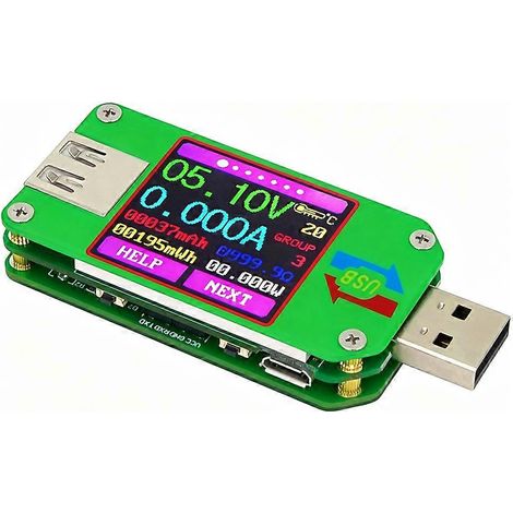 UM24 USB-Voltmeter/Amperemeter mit LCD-Display, Batterieladetester, Spannungs- und Strommesser, Multimeter, ohne Bluetooth (1/5)