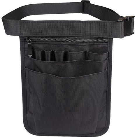 Sac d'infirmière Ceinture de Sac à Outils Multifonctionnel Pochette à Outils Porte-Outil Sac de Rangement d'accessoires d'infirmière Noir avec Ceinture Réglable pour Infirmières,Jardiniers (1/3)