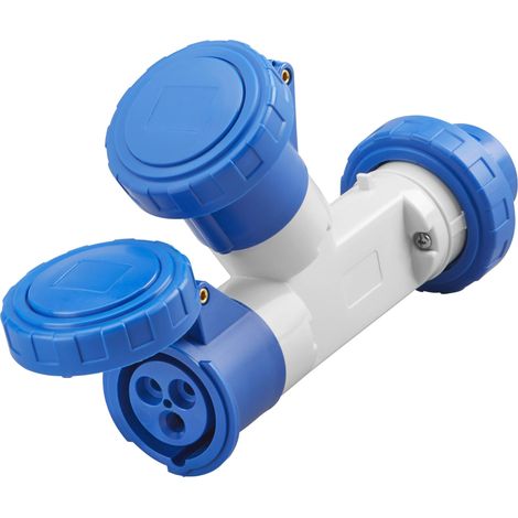 Moltiplicatore Mobile 2 Uscite IP67 1 Spina 16A 2 Prese 2P+T 230V Blu 50/60 Hz (1/4)
