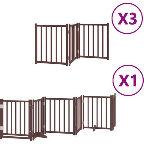 Puerta de seguridad para mascotas puerta plegable 15 paneles madera de álamo marrón 020023208 (1/5)