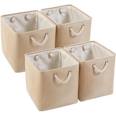 Aufbewahrungskörbe 33x38x33cm Kleidung Kinderzimmer 4 Pack Beige (1/5)