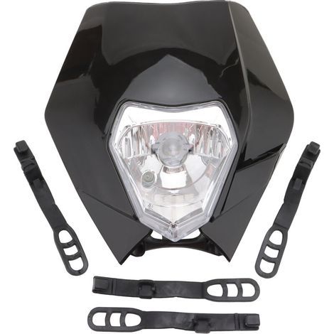 Cache-phare pour moto tout-terrain Supermoto, cache-phare avant universel noir, carénage avant pour moto de route et superbike, accessoires de modification et de décoration. (1/5)