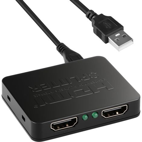 HDMI Splitter 1 in 2 Out Distributeur TV Moniteur Prise Charge Jeux Répartiteur HDMI Câble Hub 2 Ports 4K@30Hz 1080P@60Hz 3D pour PS3/4 DVD HDTV Projecteur Bureau Domicile Présentations (1/5)