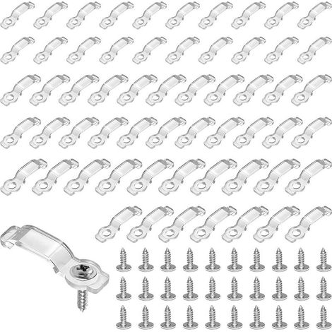 200 Pièces LED Néon Montage Clips 10 mm 12 mm Attache Ruban LED Supports de Fixation Clips Bande Translucide avec 200 Vis (1/5)